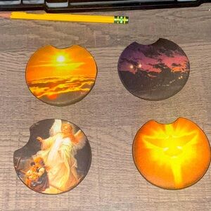 4pc Car Coasters, 2.75 in Circular Opening